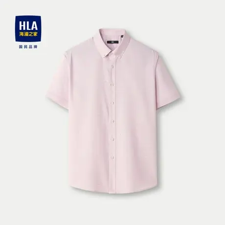 HLA/海澜之家提花短袖休闲衬衫24春夏新款方领含莫代尔纤维衬衣男商品大图