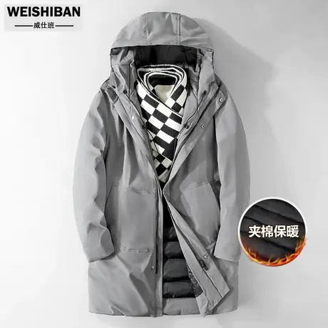 高级感轻奢中长款棉服男冬季加厚极寒棉衣外套冬装连帽简约长棉袄图片