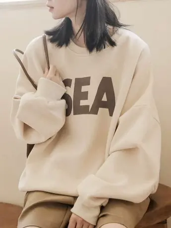 卫衣女秋冬2023新款oversize欧货大版小个子中长款遮屁股加绒上衣商品大图