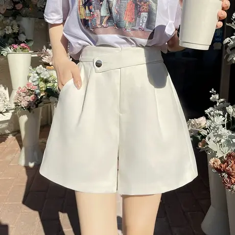 工装短裤女宽松2022年新款夏天外穿高腰a字五分阔腿薄款休闲中裤图片