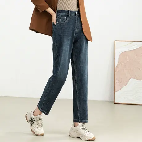 高腰牛仔裤女春秋女裤2023新款显瘦九分裤秋季小个子老爹裤哈伦裤商品大图