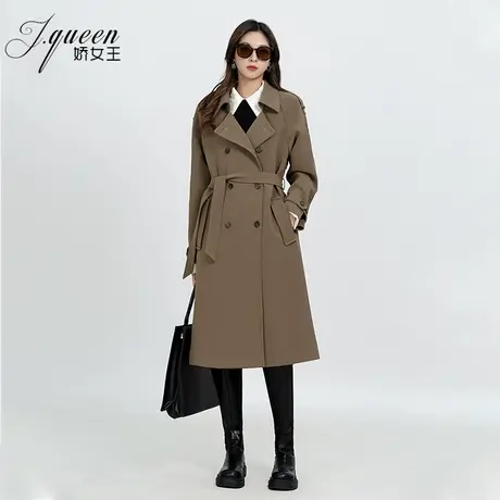 风衣外套女2023年秋季新款气质时尚高级感宽松垂感双排扣长款大衣商品大图