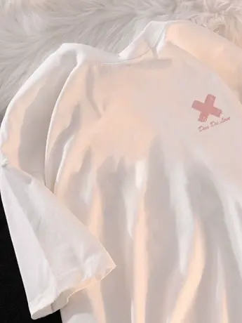 白色仿棉短袖T恤女2023年新款春装夏季欧美潮牌设计感小众上衣ins图片