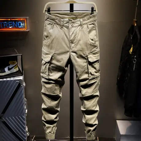 春夏季潮牌工装裤男宽松束脚男士休闲长裤子男学生韩版潮流百搭款商品大图