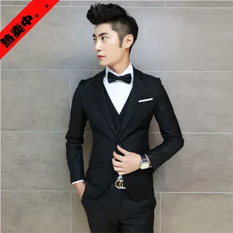 男士西服套装结婚伴郎服韩版修身商务小西装衬衫或马甲三件套春秋商品大图