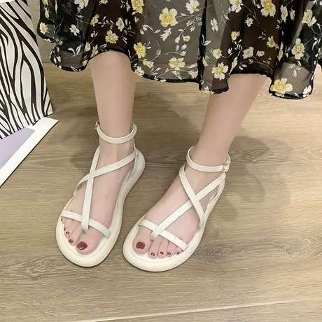 罗马凉鞋女款夏季配裙子2024年新款爆款仙女风孕妇软底平底沙滩鞋图片