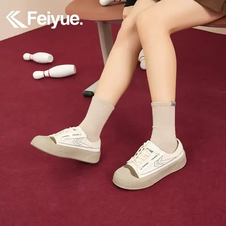 feiyue/飞跃简约复古饼干鞋女鞋2024春季新款纯色低帮百搭休闲鞋商品大图