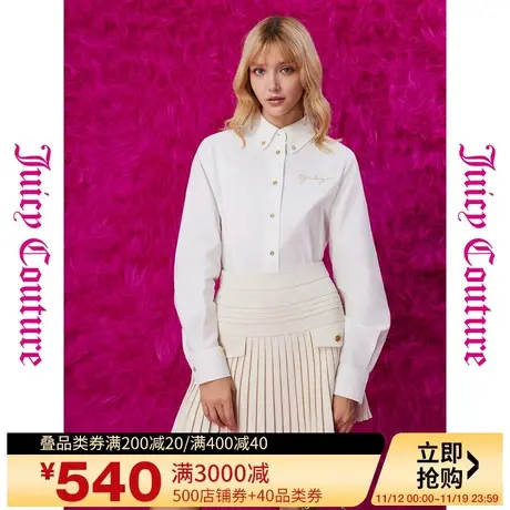 Juicy Couture橘滋23秋冬款单纯指南撞色Logo绣花女式上衣衬衫商品大图