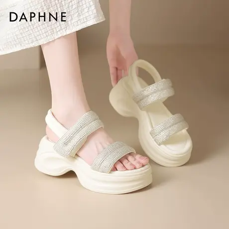 达芙妮露趾凉鞋女2025新款夏季外穿凉拖鞋女厚底增高沙滩凉鞋女款商品大图