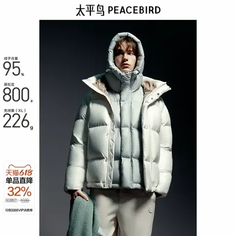 【商场同款】太平鸟男装 2024年冬季新款潮流连帽羽绒服B1ACE4446商品大图