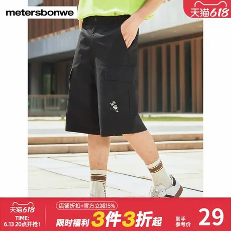美特斯邦威短裤男MTEE迪士尼卡通米奇五分裤夏季潮酷字母印花中裤商品大图