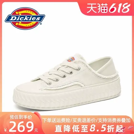 Dickies帆布鞋女2025新款夏季透气小白鞋厚底一脚蹬女鞋百搭单鞋商品大图