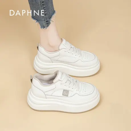 达芙妮真皮小白鞋女款2025春季新款厚底增高休闲舒适板鞋潮流单鞋图片