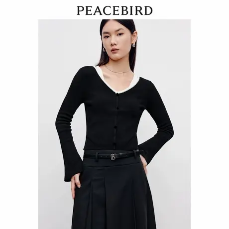 太平鸟女装年秋季新款优雅拼色毛套衫A1EBD3501商品大图