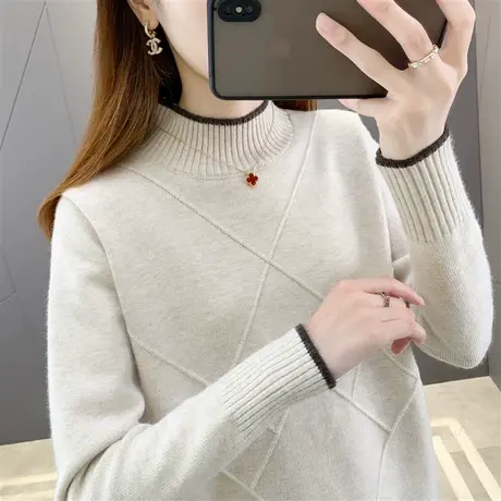 半高领毛衣女内搭秋冬加厚2022新款套头百搭针织打底衫女长袖上衣图片