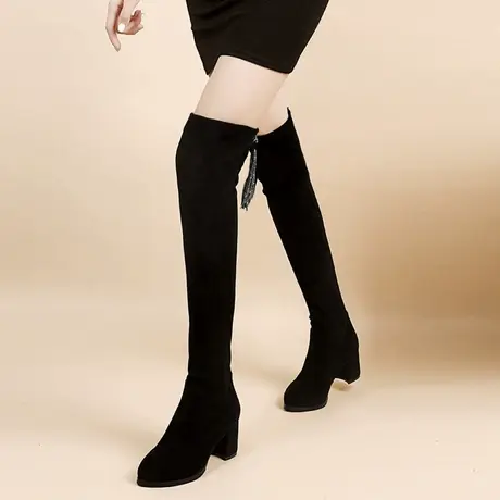 时尚过膝长靴女2025新款秋冬季加绒显瘦平底瘦腿弹力靴气质长筒靴商品大图
