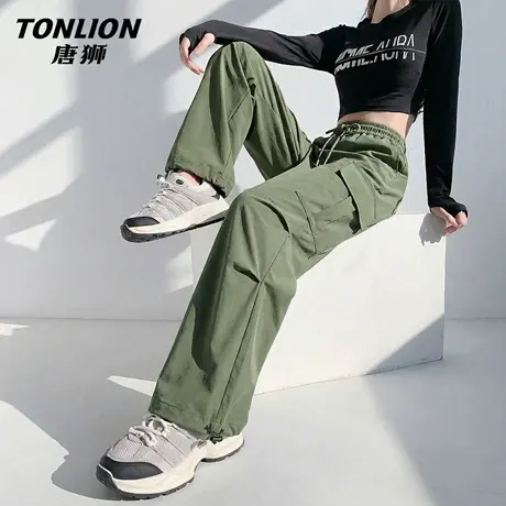 唐狮官方军绿色工装裤女款2026新款夏季女士户外薄款登山伞兵裤VB图片