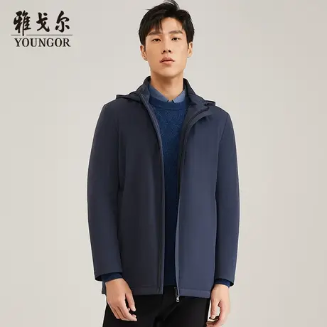 雅戈尔奥莱 男装秋冬新款商务休闲连帽保暖风衣外套男图片