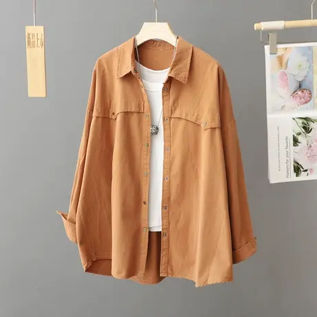 休闲慵懒风宽松灯芯绒衬衫女士秋冬新款百搭上衣韩版工装衬衣外套图片