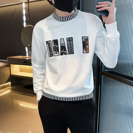 卫衣男秋冬款2023新款男士休闲时尚潮流字母卫衣套头百搭卫衣男图片