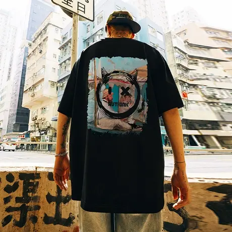 Nuthink油画短袖宽松潮流小恶魔T恤男国潮潮牌半截袖夏季大码半袖商品大图