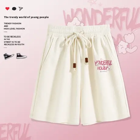 ZR真维斯高腰三分裤女2023新款夏季洋气宽松美式运动休闲短裤女潮图片