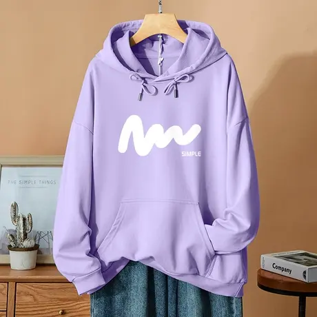 紫色连帽卫衣女宽松薄款2023年秋季新款上衣oversize女装秋款外套商品大图