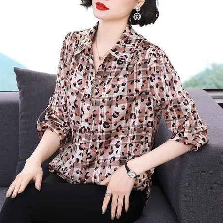 七分袖雪纺衫女秋季2023年新款上衣洋气高端别致小衫减龄漂亮v领商品大图