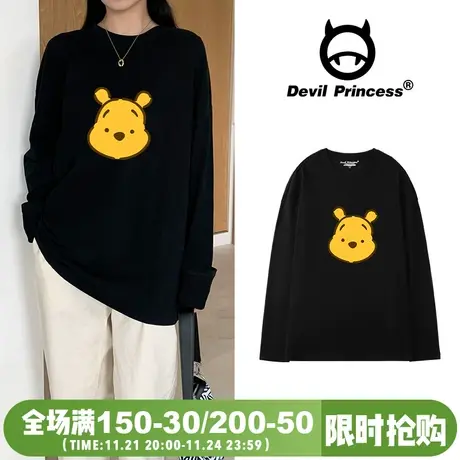 2024春夏新款卡通印花上衣女超火chic盐系复古可爱风百搭长袖t恤商品大图