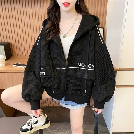 卫衣女春秋季韩版宽松大码设计感小众薄款小个子百搭学生开衫外套图片