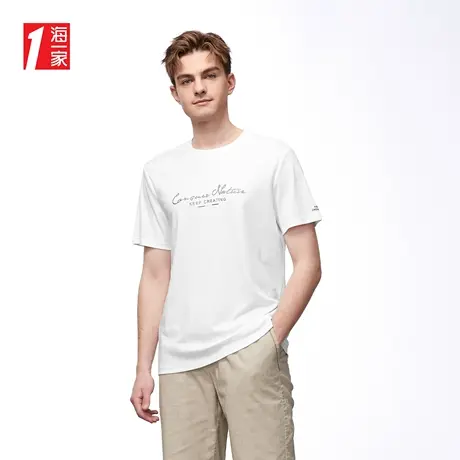 海一家简约字母短T夏季基础休闲圆领短袖T恤男商品大图