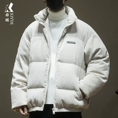 希越新国标加厚羽绒服男士冬季保暖鸭绒立领外套宽松大码简约棉服商品大图