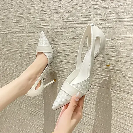 2024秋季新款气质浅口尖头细跟工作鞋法式设计感小众气质名媛单鞋图片