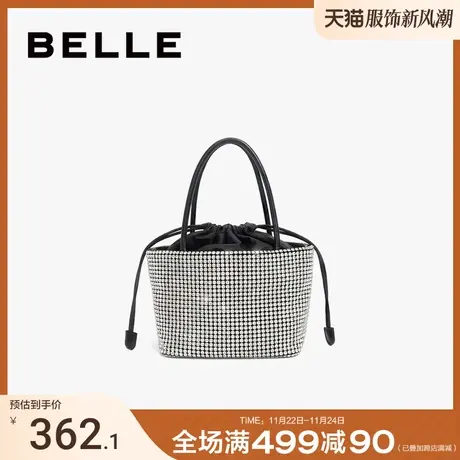 百丽包包女2024新款时尚闪钻精致单肩质感斜挎手提托特包X9241CX3图片
