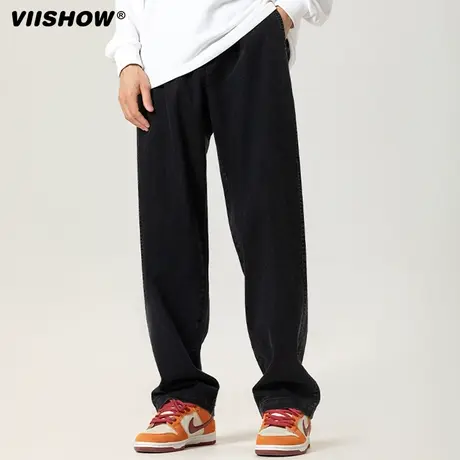VIISHOW卫裤男生款宽松阔腿休闲长裤冬季加绒潮牌美式直筒运动裤商品大图