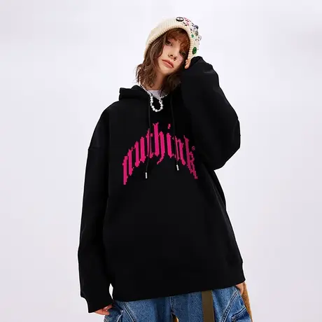 Nuthink欧美潮流vibe风字母印花连帽卫衣男宽松大码ins潮牌春季潮图片