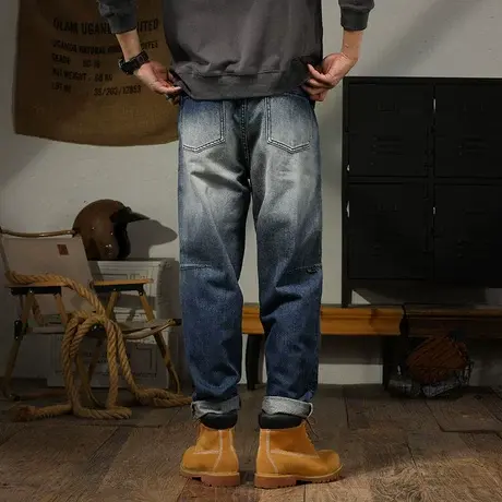 宽松大码潮流牛仔裤男款百搭男士直筒牛仔裤美式高街潮流牛仔裤商品大图