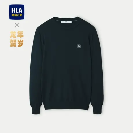 HLA/海澜之家龙年贺岁系列针织衫2024春夏新款包芯纱圆领毛衣男图片