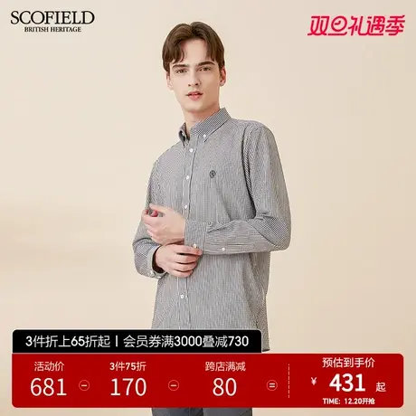 SCOFIELD男士衬衫春长袖经典条纹休闲潮流宽松衬衣男士上衣商品大图