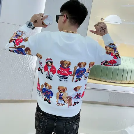 秋季卫衣ins潮牌外套2023新款上衣潮流社会小伙百搭快手小熊衣服图片