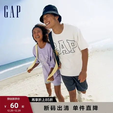 【断码优惠】Gap男女装重磅T恤LOGO纯棉运动春夏情侣短袖809021图片