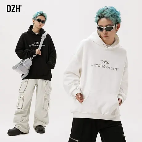 男生嘻哈重磅连帽卫衣男春季情侣装外套2024新款美式潮牌高街上衣商品大图