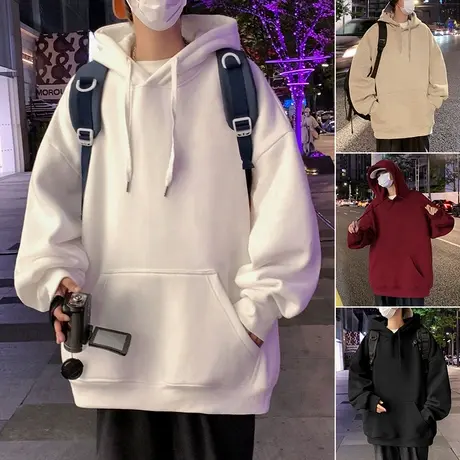 纯色连帽卫衣男秋冬季2023新款宽松外套情侣装潮牌纯棉帽衫上衣服商品大图