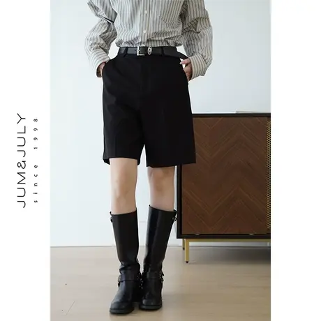 嘉茱莉2024春季新款黑色短款职业西装裤女宽松休闲短裤高腰裤子商品大图