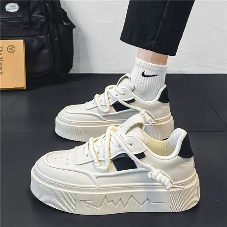 莆田男鞋春季2024新款潮流运动板鞋男款中学生韩版休闲厚底小白鞋图片