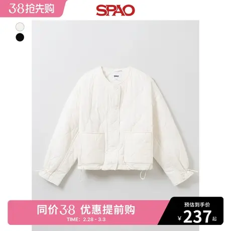 SPAO韩国同款2024年春季新款女士时尚圆领长袖夹克外套SPJAE12G91商品大图