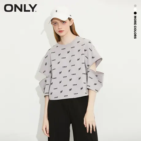 【上新】ONLY奥莱夏季街头风设计感字母印花宽松短款T恤女图片