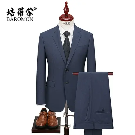 BAROMON/培罗蒙2024春季新款藏青西服套装中年纯羊毛男士正装西服商品大图