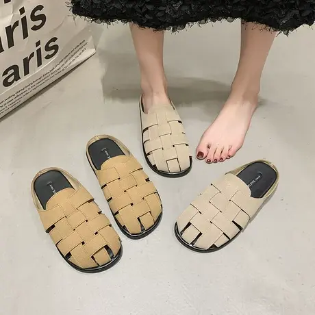 包头拖鞋女外穿2024年春夏季新款复古百搭平底凉拖轻便透气半拖鞋商品大图