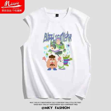巴斯光年卡通背心男款夏季潮牌学生休闲宽松篮球运动无袖t恤坎肩商品大图